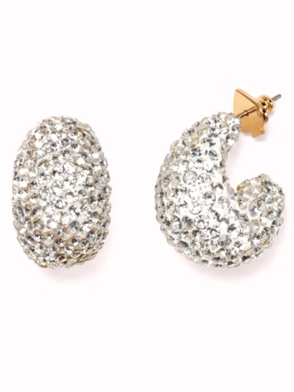 Kate Spade adore-ables Clay Pave Crystal Huggie Hoop Earrings silver